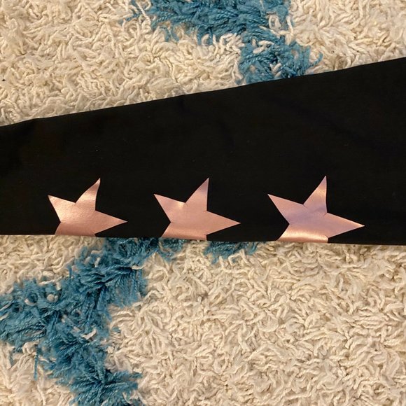 BLACK HIGH WASTED ST BRONZE STAR LEGGINGS OS - Picture 3 of 3
